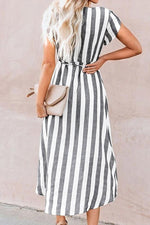 Load image into Gallery viewer, Stripe Wrap Midi Dress
