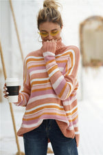 Load image into Gallery viewer, Striped High Neck Loose Sweater
