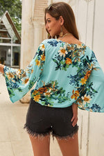 Load image into Gallery viewer, Floral V Neck Knot Blouse
