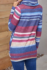 Load image into Gallery viewer, Medium Long Striped Pocket Long Sleeve Sweater
