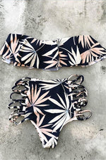 Load image into Gallery viewer, Bamboo Leaves Print High-Waisted Bikini Set
