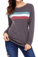 Load image into Gallery viewer, Contrast Stitching Round Neck Long Sleeve Sweater

