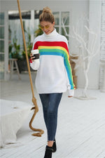 Load image into Gallery viewer, Rainbow Round Neck Loose Sweater
