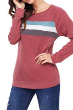 Load image into Gallery viewer, Contrast Stitching Round Neck Long Sleeve Sweater
