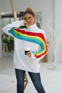 Rainbow Round Neck Loose Sweater