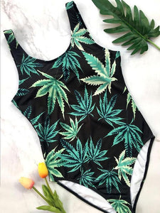 Leaves High Cut One-Piece Swimsuit