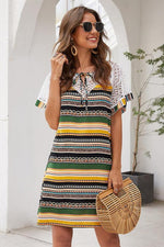 Load image into Gallery viewer, Bohemian Striped Lace Dress
