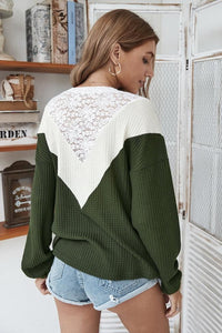 Patchwork Lace Collar Sweater
