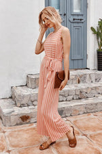 Load image into Gallery viewer, Striped Belt Jumpsuit
