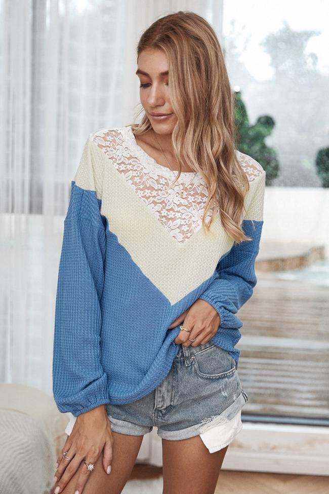 Patchwork Lace Collar Sweater