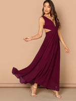 Load image into Gallery viewer, V-Neck Criss Wrap Fit &amp; Flare Maxi Dress
