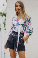Load image into Gallery viewer, Streetwear Floral V Neck Loose Blouse
