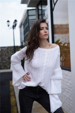 Load image into Gallery viewer, Plain Flare Sleeve Loose Sweater
