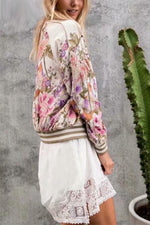 Load image into Gallery viewer, Floral Print Zip Up Jacket
