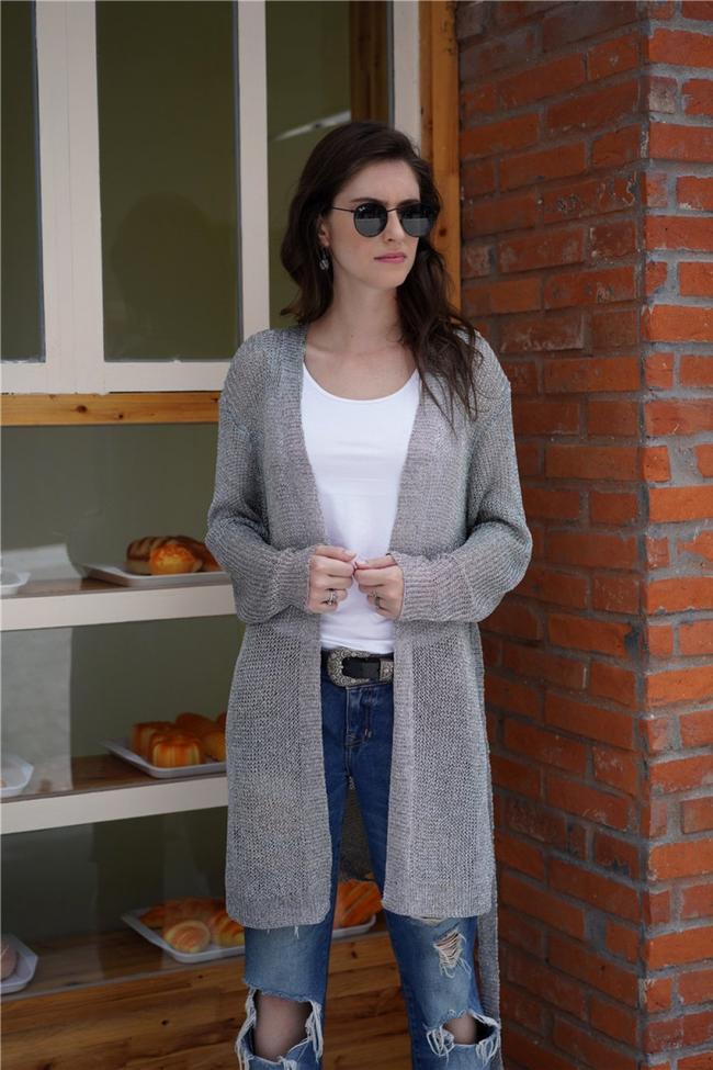 Solid Color Open Front Cardigan