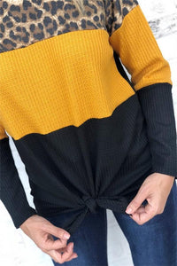 Leopard Color Block Loose Sweater