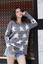 Load image into Gallery viewer, Round Neck Star Loose Sweater
