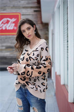 Load image into Gallery viewer, Leopard V Neck Loose Sweater
