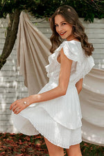 Load image into Gallery viewer, Elegant Crew Neck Ruffle Lace Dress
