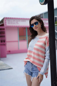Striped Low High Loose Sweater