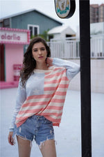 Load image into Gallery viewer, Striped Low High Loose Sweater
