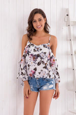 Load image into Gallery viewer, Floral Cold Shoulder Chiffon Blouse
