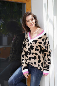 Leopard Round Neck Loose Sweater