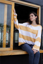 Load image into Gallery viewer, Leisutr Striped Round Neck Sweater

