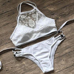 Load image into Gallery viewer, Halter Lace Cut Out Bikini Set
