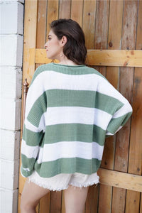 Leisutr Striped Round Neck Sweater