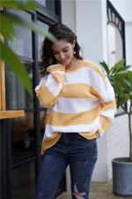 Load image into Gallery viewer, Leisutr Striped Round Neck Sweater
