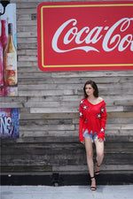 Load image into Gallery viewer, Star Print Frayed Hem Sweater
