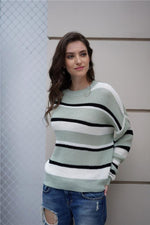 Load image into Gallery viewer, Striped Drop Shoulder Loose Sweater

