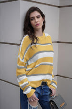 Load image into Gallery viewer, Striped Drop Shoulder Loose Sweater
