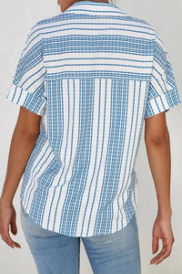 V-Neck Single-Breasted Loose Short-Sleeved Shirt