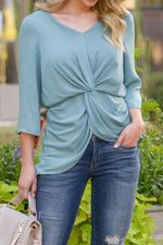 Load image into Gallery viewer, Loose V-Neck Cropped Sleeve Top
