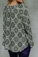 Load image into Gallery viewer, Printed Chiffon V-Neck Long-Sleeved Shirt
