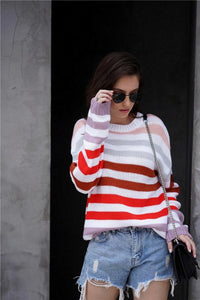 Striped Drop Shoulder Loose Sweater