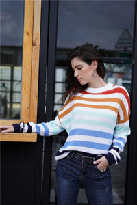 Striped Drop Shoulder Loose Sweater