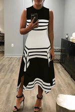 Load image into Gallery viewer, Color Block Sleeveless Midi A-line Dress
