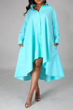 Load image into Gallery viewer, Solid High Low Button Tunic Dress
