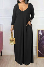 Load image into Gallery viewer, Long Sleeve V-neck Maxi Dress
