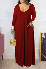 Load image into Gallery viewer, Long Sleeve V-neck Maxi Dress
