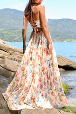 Load image into Gallery viewer, Backless Spaghetti Straps A-Line Boho Maxi Dress
