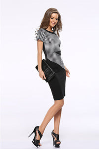 Black And White Checked Bodycon Dress