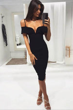 Load image into Gallery viewer, Black Off-the-shoulder Sexy Bandage Cocktail Dress
