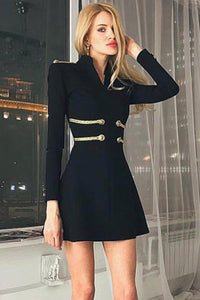 Black Sexy Bandage  Sexy Cocktail Dress With Long Sleeves