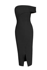 Load image into Gallery viewer, Black shoulder Slit Bandage Party Dress
