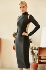 Load image into Gallery viewer, Black Backless Long Sleeve Bandage Cocktail Party Dress
