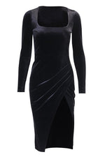 Load image into Gallery viewer, Black Long Sleeve High Split  Cocktail Party Dress
